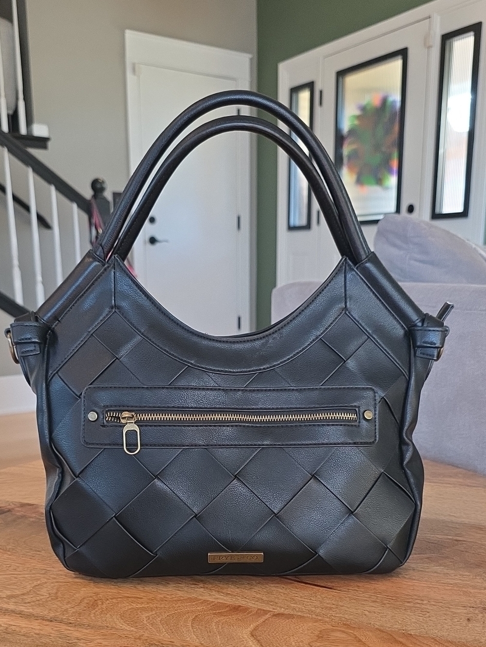Frye & Co. Black Woven Leather Shoulder Bag